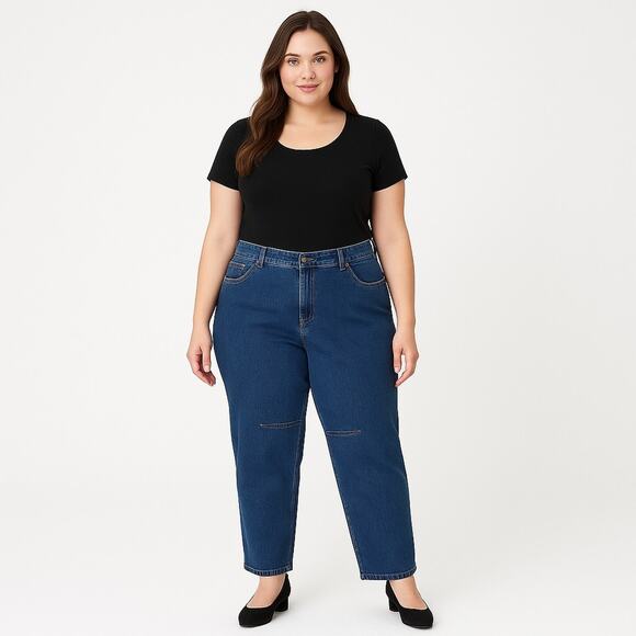 Ava & Viv High Rise Barrel Leg Medium Wash Denim Trouser Jeans Size 24 - Picture 1 of 12